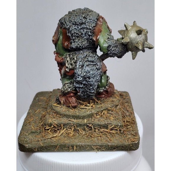 Rare Vintage Ogre Warrior With Spiked Axe On Stone Slate Shelf Sitter Home Décor - Picture 3 of 12